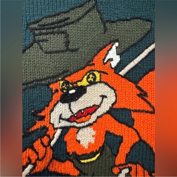 RARE LOUIS VUITTON Handknit Cartoon Fox Green Sweater - Picture 3 of 12